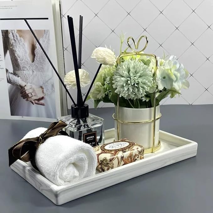 White Marble Bathroom Counter Tray - Image 6