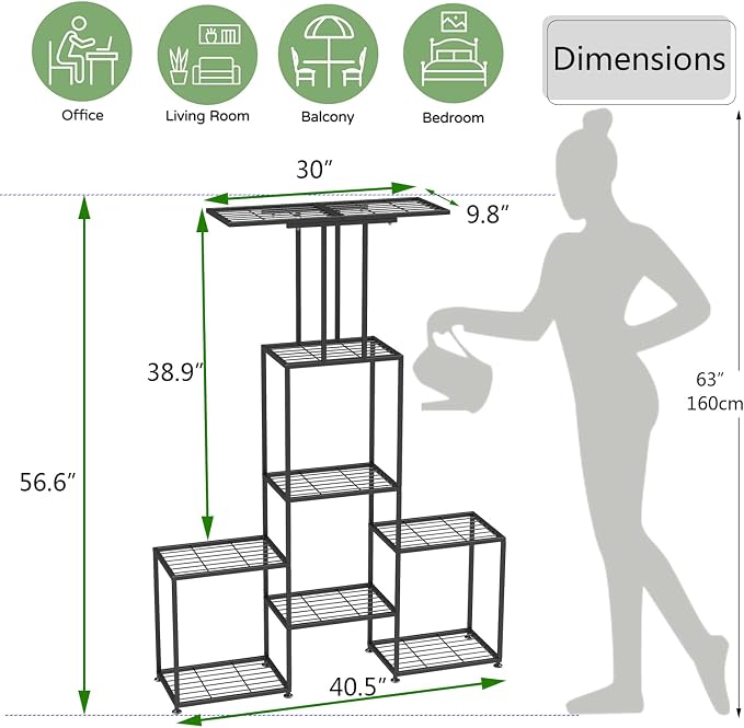 Plant Stand Indoor Outdoor, Metal 6 Tier Tall Hanging Plant Shelf - Image 6