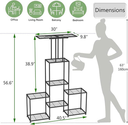 Plant Stand Indoor Outdoor, Metal 6 Tier Tall Hanging Plant Shelf - Image 6