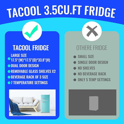 Small Refrigerator with Freezer Double Door Mini Fridge Adjustable Glass Shelves - Image 5