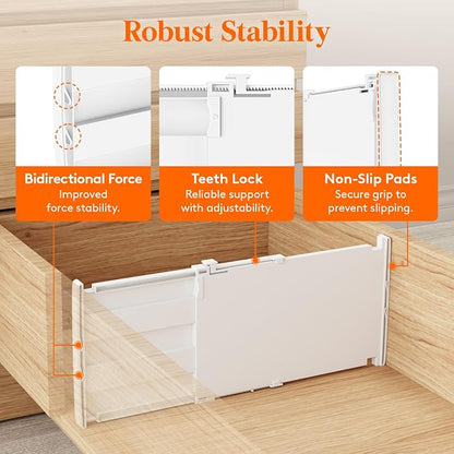 Lifewit 8" High 4 Pack Deep Drawer Dividers, 13.8-22.5" Adjustable Dresser - Image 5