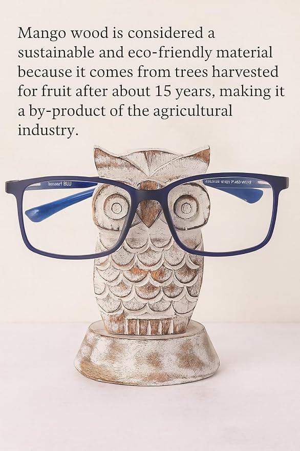 Stocking Stuffers Wooden Owl Glasses Holder Night Stand Reading Eyeglass - Image 3