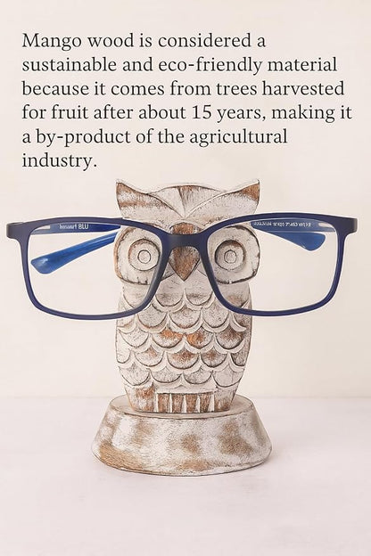 Stocking Stuffers Wooden Owl Glasses Holder Night Stand Reading Eyeglass - Image 3