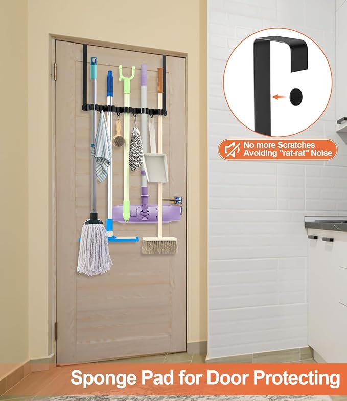 Broom Holder Over The Door Drilling Free Mop and Broom Holder - Image 3