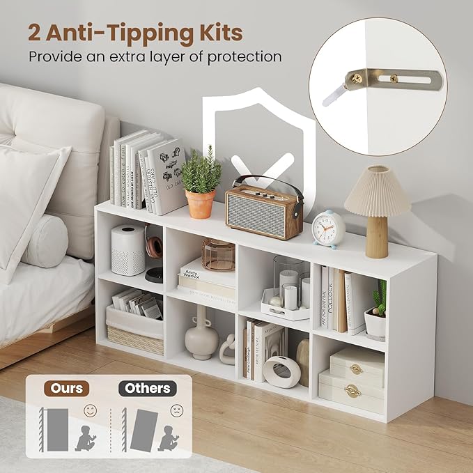 Giantex 8-Cube Bookcase, 3-Tier Cubby Bookshelf, Horizontal Vertical Display - Image 7