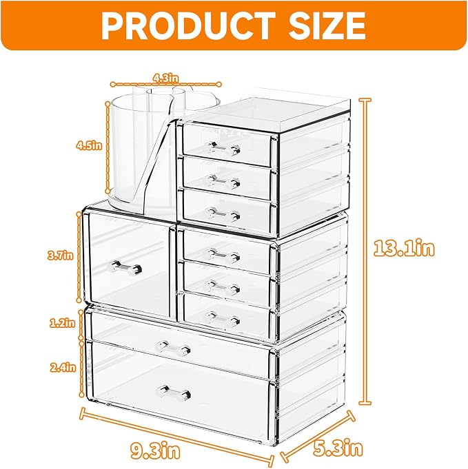 SuoXing 3 Pack Clear Acrylic Makeup Organizer - Image 3