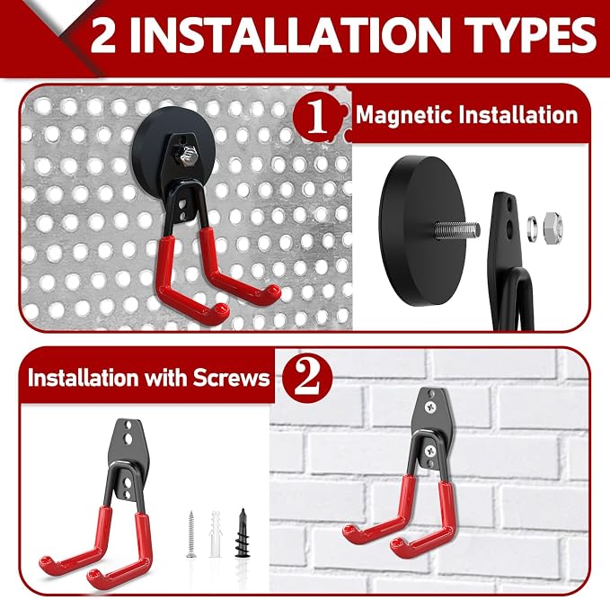 3-H Heavy Duty Magnet Garage Hooks 2 Pack, Large Strong Magnetic Hooks - Image 4