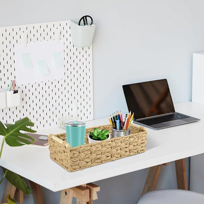 OIAHOMY Toilet Paper Baskets Handmade Paper Rope Decorative Wicker Storage Tank - Image 7