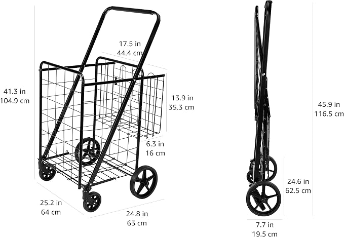 Amazon Basics Foldable Collapsible Shopping Utility Cart - Image 5