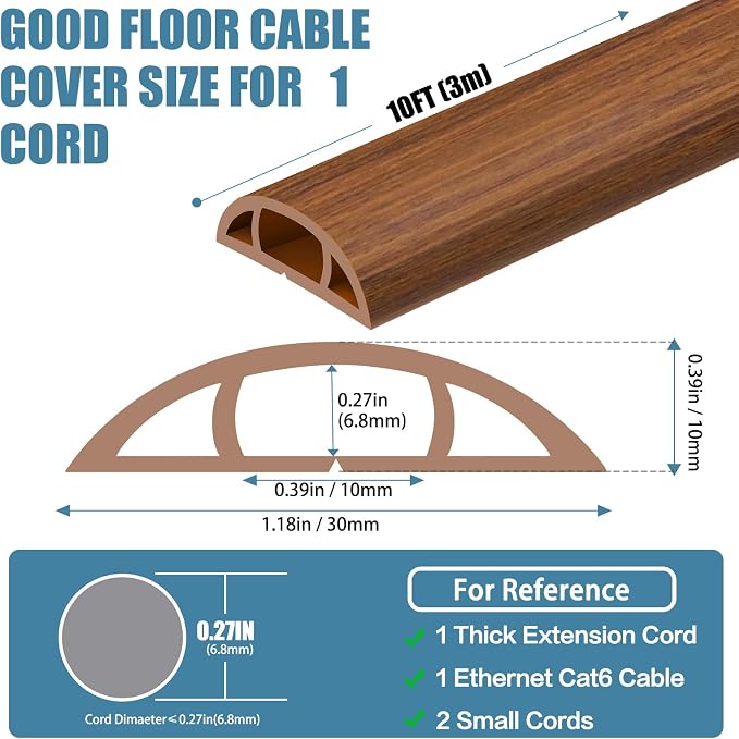 Floor Cord Covers for Wires 10FT Cable Hider Wire Cover Self Adhesive Cord - Image 2