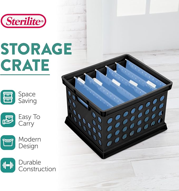 Sterilite Stackable Plastic Storage Crate Bin Organizer File Box - Image 2