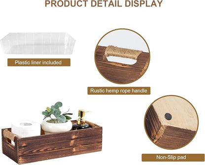 TIMRIS Rustic Wooden Box, Toilet Paper Holder, Farmhouse Bathroom Decor - Image 6