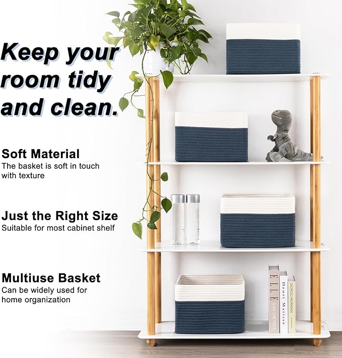 4 Pack Storage Baskets for Organizing, Woven Baskets for Shelves - Image 2