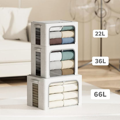 4 Pack Clothes Storage Bins - 36L Stackable Storage Box with Lid，Foldable - Image 5