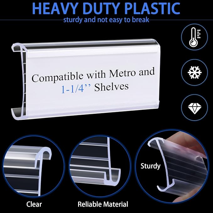250 Pieces Wire Shelf Label Holders Wire Label Holder Plastic Shelf Tags - Image 3