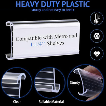 250 Pieces Wire Shelf Label Holders Wire Label Holder Plastic Shelf Tags - Image 3