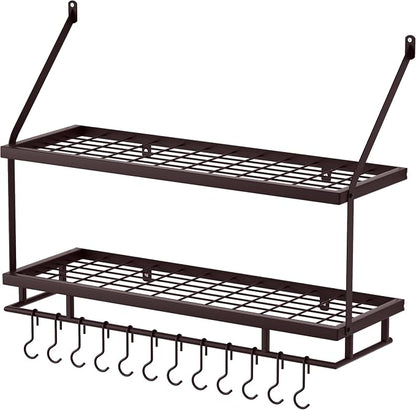 KES 30-Inch Oiled Bronze Pot Rack Wall Mounted, 2-Tier Hanging Pot and Pan - Image 9