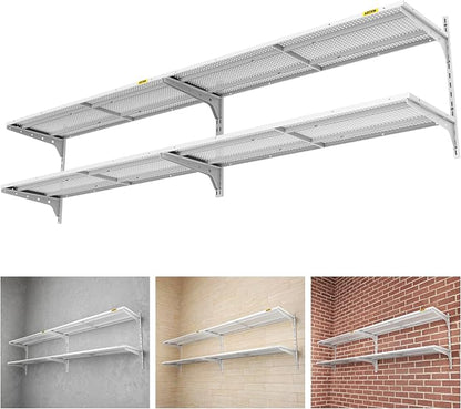 2-Pack 2 Tier 1.3x4ft Garage Shelving Wall Mounted, 520lbs Load by AECXM