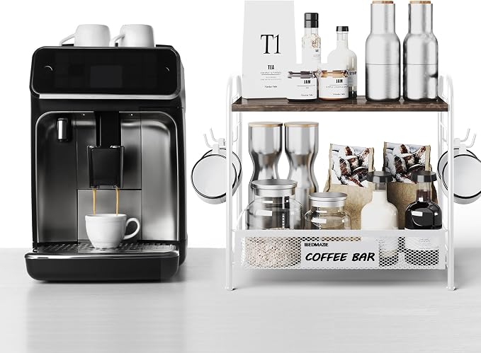 Coffee Bar Organizer for Countertop Station, Simple Assembly 2 Tier Shelf for - Image 6