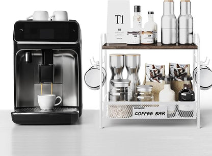 Coffee Bar Organizer for Countertop Station, Simple Assembly 2 Tier Shelf for - Image 6