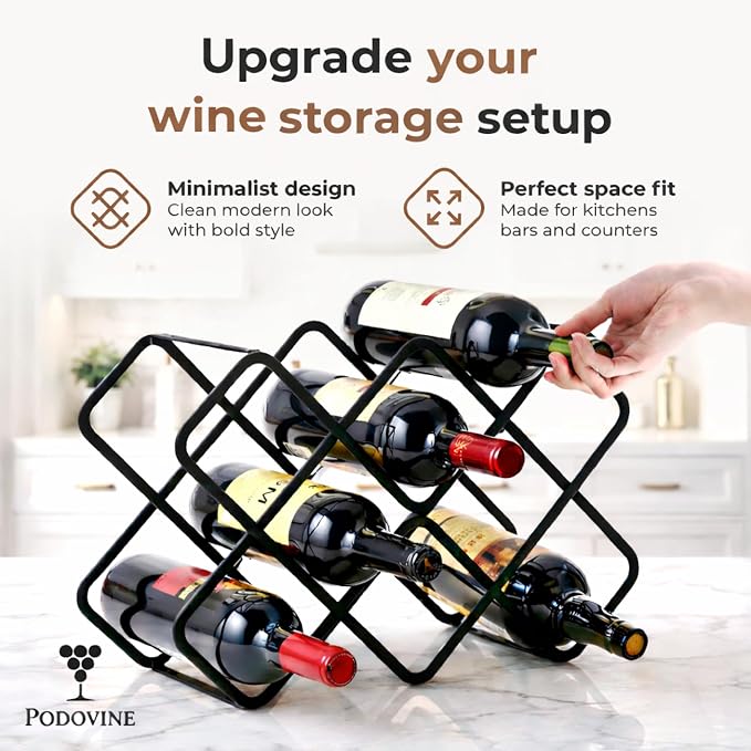 Metal Wine Rack – Matte Black Carbon Steel, 10-Bottle Countertop & Hangable - Image 3