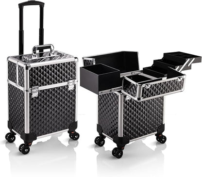 Stagiant Rolling Makeup Train Case Large Storage Cosmetic Trolley 4 Tray by Stagiant