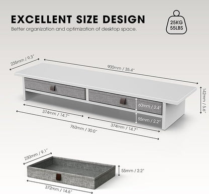 Fenge Monitor Stand with Drawer, 2 Tiers Dual Monitor Riser - Image 5