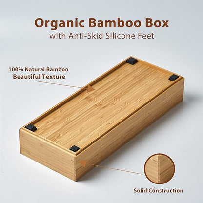 Umilife Bamboo Kitchen Drawer Organizer Boxes - Image 3