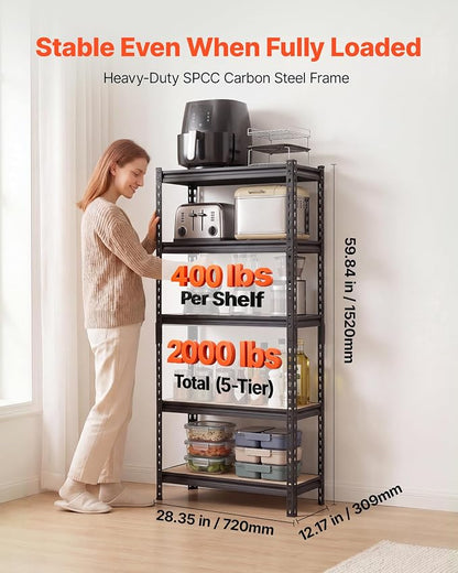 VEVOR Storage Shelves, 5-Tier Adjustable, 2000 lbs Capacity, Heavy Duty Garage - Image 3