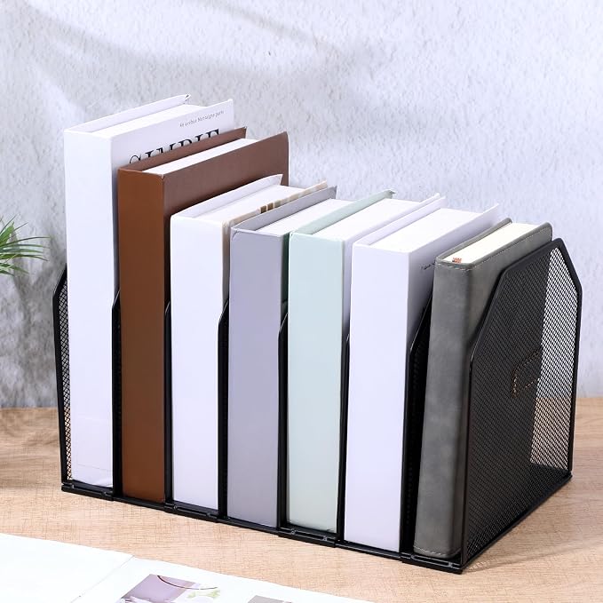 Metal Mesh File Organizer, Adjustable 7 Section Vertical Desk File Holder - Image 5