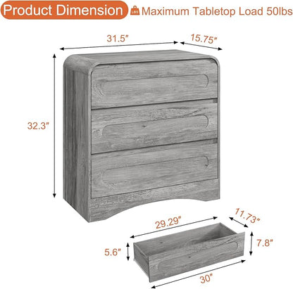 3 Drawer Dressers for Bedroom, Large Modern Dressers - Image 2