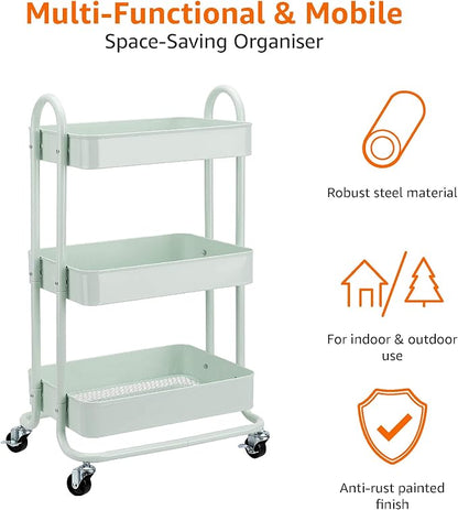 Amazon Basics 3-Tier Metal Rolling Utility or Kitchen Cart - Image 3