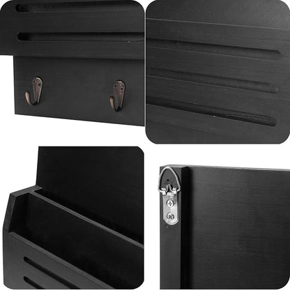 Key and Mail Holder Wall Mount, 2-Slot Wooden Mail Organizer | Decorative - Image 7