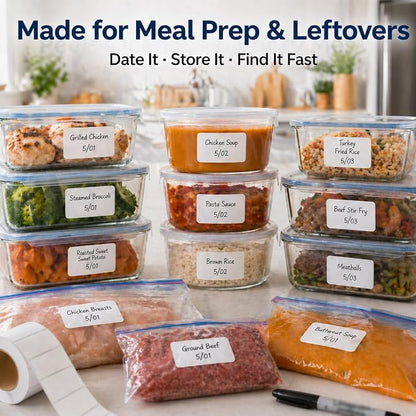 1200 Freezer Labels to Write On, 1x2 Inch Removable Food Labels, Freezer-Safe - Image 6