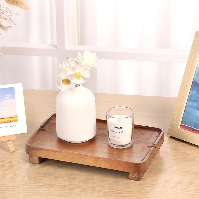 Wood Riser Small Decorative Tray Sink Soap Dish, Vanity Tray Pedestal Stand 9 x - Image 3