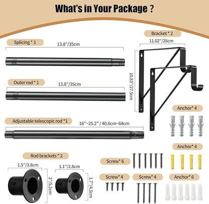 Closet Rod, 16 to 51 Inch Closet Rods Heavy Duty Adjustable Wardrobe Poles - Image 7