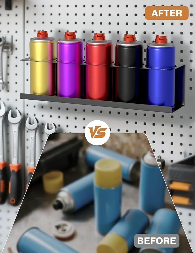 sogiv 4 Pack Spray Can Holder Organizer, Wall-Mounted Steel Spray Bottle Rack - Image 4