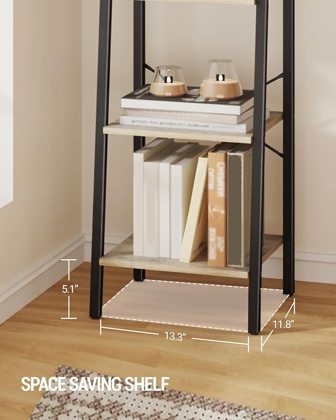 Hzuaneri Ladder Shelf, Freestanding Corner Storage Shelf | Bookcase - Image 7