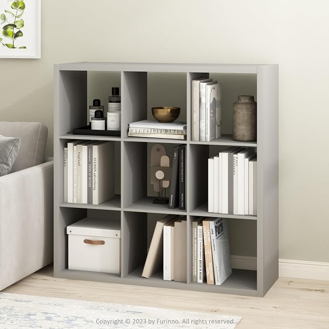 Furinno Cubicle Open Back Decorative Cube Storage Organizer, Light Grey | 14.6" - Image 2