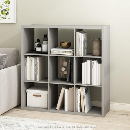 Furinno Cubicle Open Back Decorative Cube Storage Organizer, Light Grey | 14.6" - Image 2