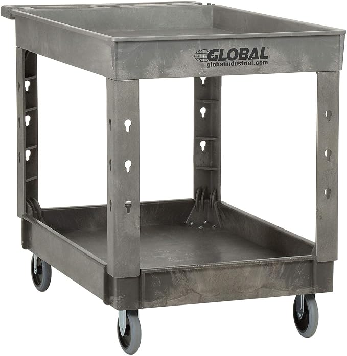 Global Industrial Plastic 2 Tray Shelf Service & Utility Cart, 44” x 25-1/2” - Image 2