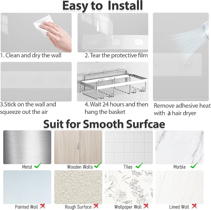 Liuoud 5 Pack Shower Caddy Organizer Rack Shelf - Image 7