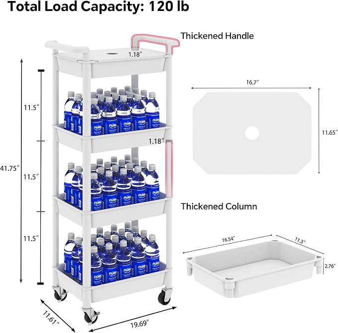 STEEHOOM 4 Tier Rolling Cart - Image 2