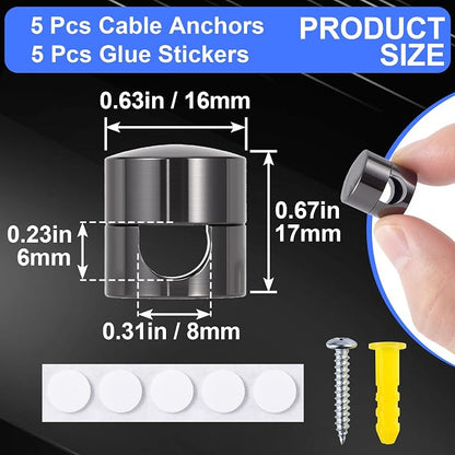 5 Sets Charger Holders for Cords, Adhesive Metal Cord Clips, Cable Management - Image 2