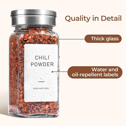ComSaf Glass Spice Jars with Shaker Lids 4 oz 6 Pack Square | Labels, Seasoning - Image 6