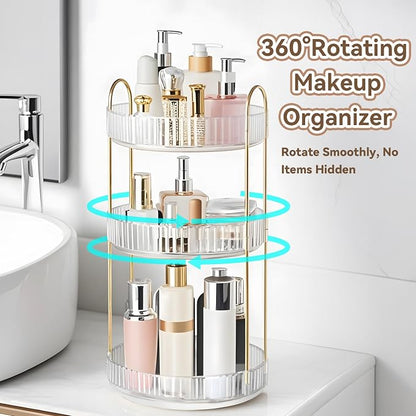 360° Rotating Makeup Organizer for Vanity, 3 Tier Perfume Organizers - Image 4