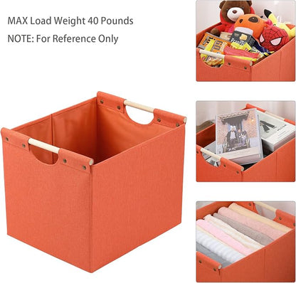 HOONEX Large Collapsible Storage Bins, Linen Fabric, Storage Baskets - Image 2