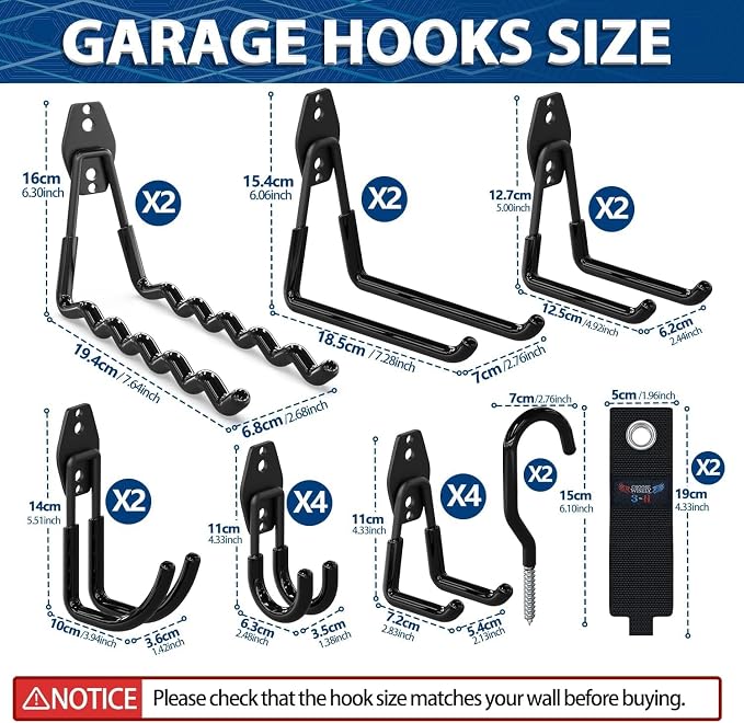 3-H Garage Wall Hooks 34 Pack, Garage Hooks Heavy Duty - Image 2