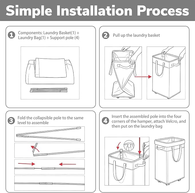 CHICVITA 100L Large Rolling Laundry Basket - Image 7