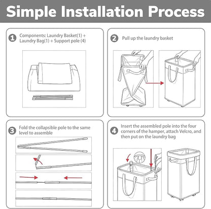CHICVITA 75L Slim Laundry Basket - Image 7